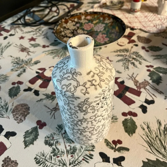 Rustic Pottery/ Vase Beautiful gray and white pattern/terracotta with paint - Picture 2 of 8
